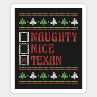 Retro Naughty Nice Texan // Ugly Xmas Sweater Style Magnet